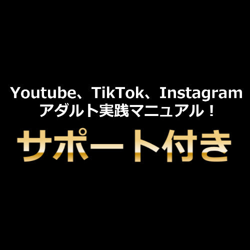 【サポート付き】Youtube、TikTok、Instagramアダルト実践マニュアル！